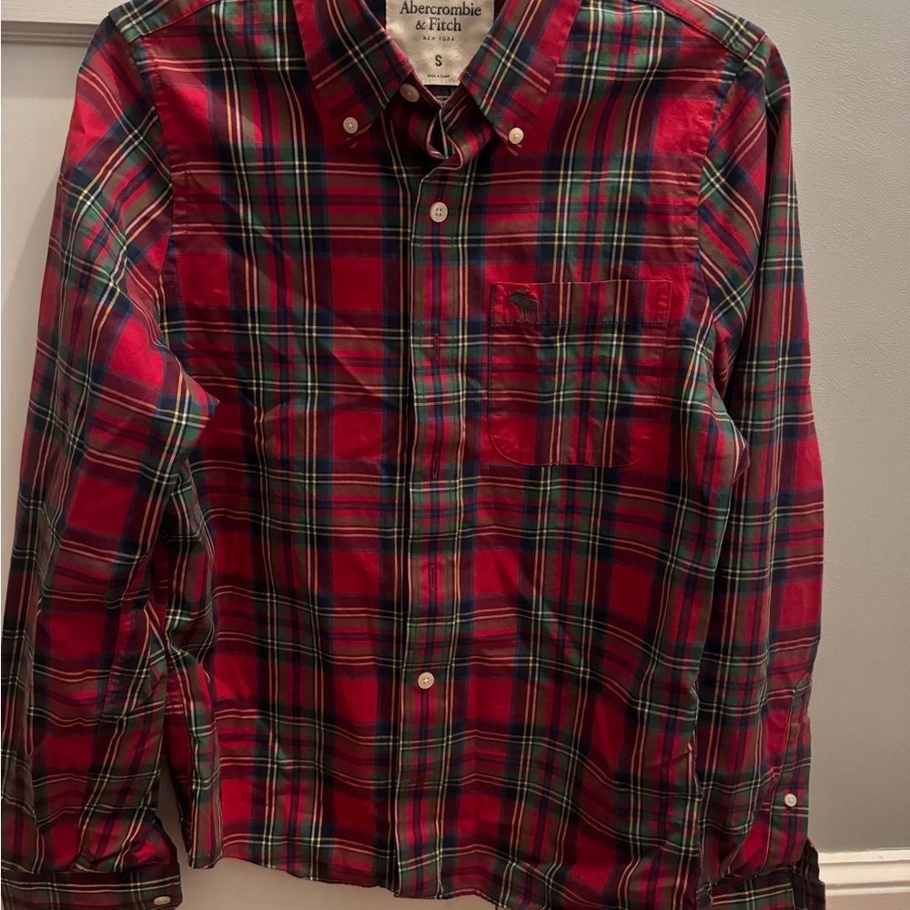 Abercrombie & Fitch Shirt Mens Medium Blue Long Sleeve Button Up Muscle Casual